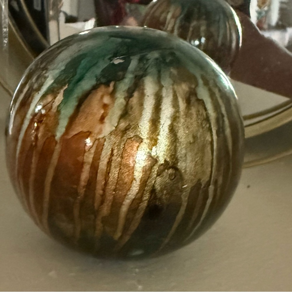 Pier 1 Gold and Green Ceramic Sphere